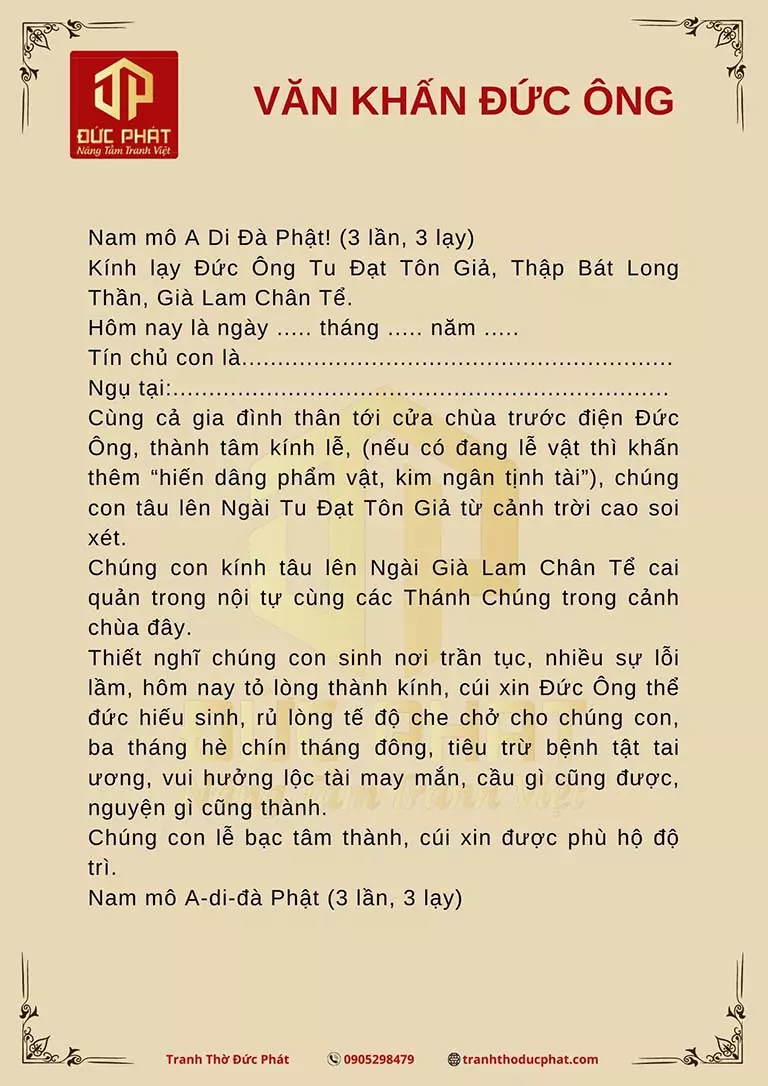 Văn khấn Đức Ông