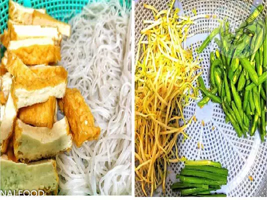 Bún xào chay với đậu phụ