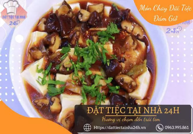 Đậu hũ non sốt nấm chay