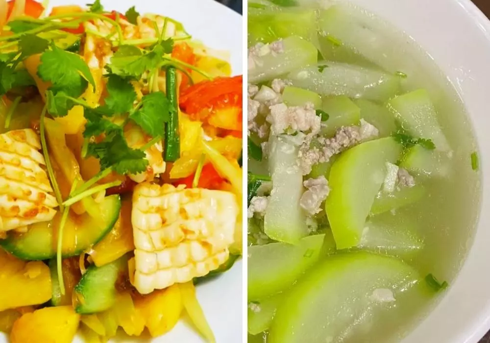 Salad trứng luộc - Gà kho nấm