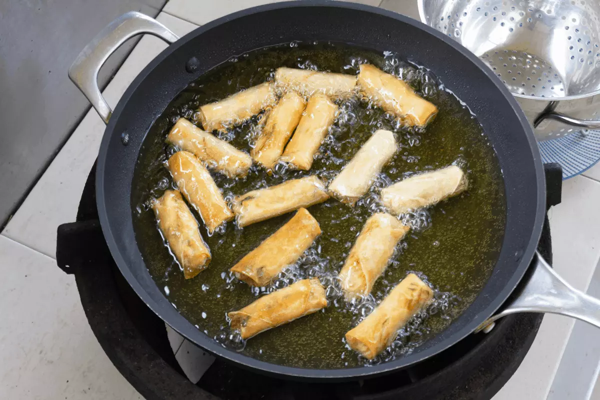 Frying Spring Rolls