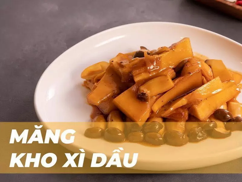 Các món kho chay: Măng kho xì dầu