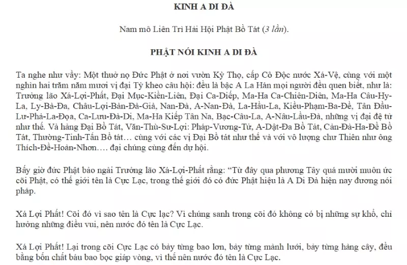 Nội dung kinh A Di Đà