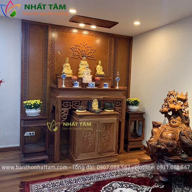 Mẫu bàn thờ tam thế phật đẹp hiện đại