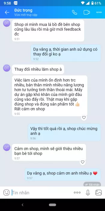 Phản hồi khách hàng