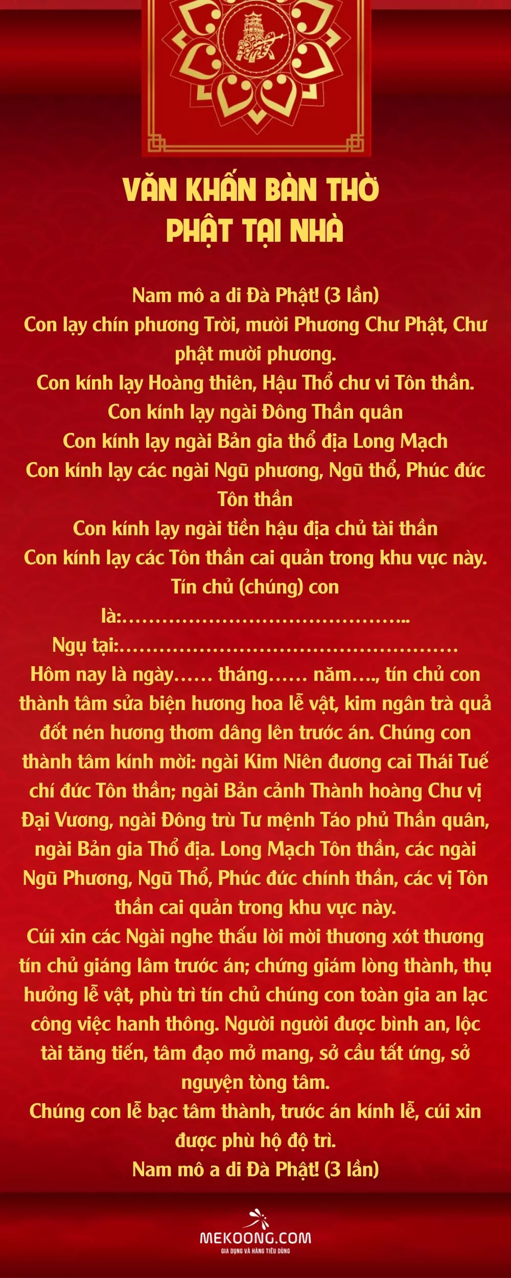 Văn khấn bàn thờ Phật tại nhà