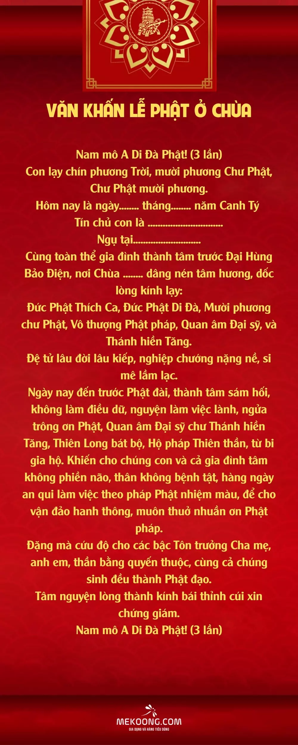 Văn khấn lễ Phật ở chùa