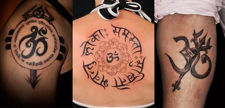 Tattoo hình xăm chữ Aum trong tiếng Phạn