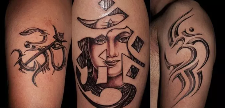 Mẫu tattoo 3 chữ Om ghép lại