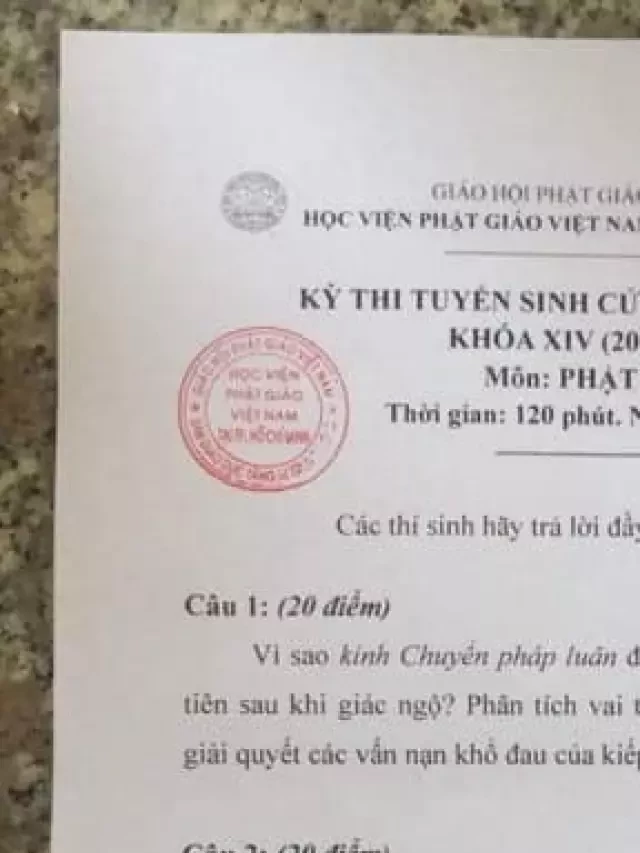   Đề thi và Đáp án tham khảo môn Phật học kì thi tuyển sinh HVPGVN Tp.HCM năm 2019