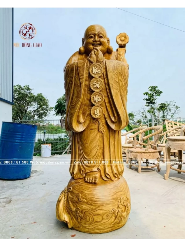   Tượng Phật Di Lặc: Chúc Phúc Vạn sự như ý với gỗ cẩm vàng cao 180cm
