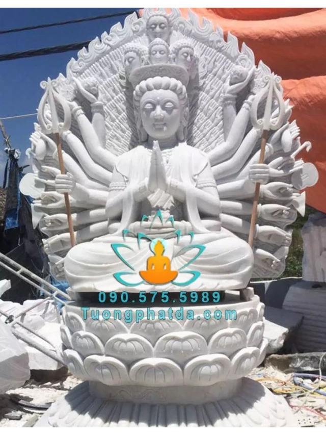   Tượng Phật Mẫu Chuẩn Đề Đá Trắng Nguyên Khối