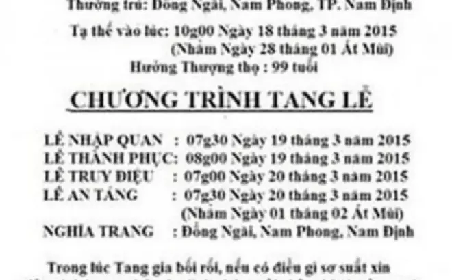   Tổng hợp tất cả mẫu cáo phó Tang lễ: Thông báo tang lễ đầy đủ và chân thành